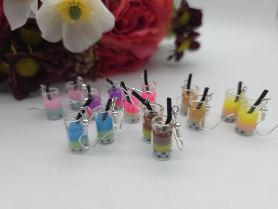 Bubble Tea Cocktail Ohrringe farbig